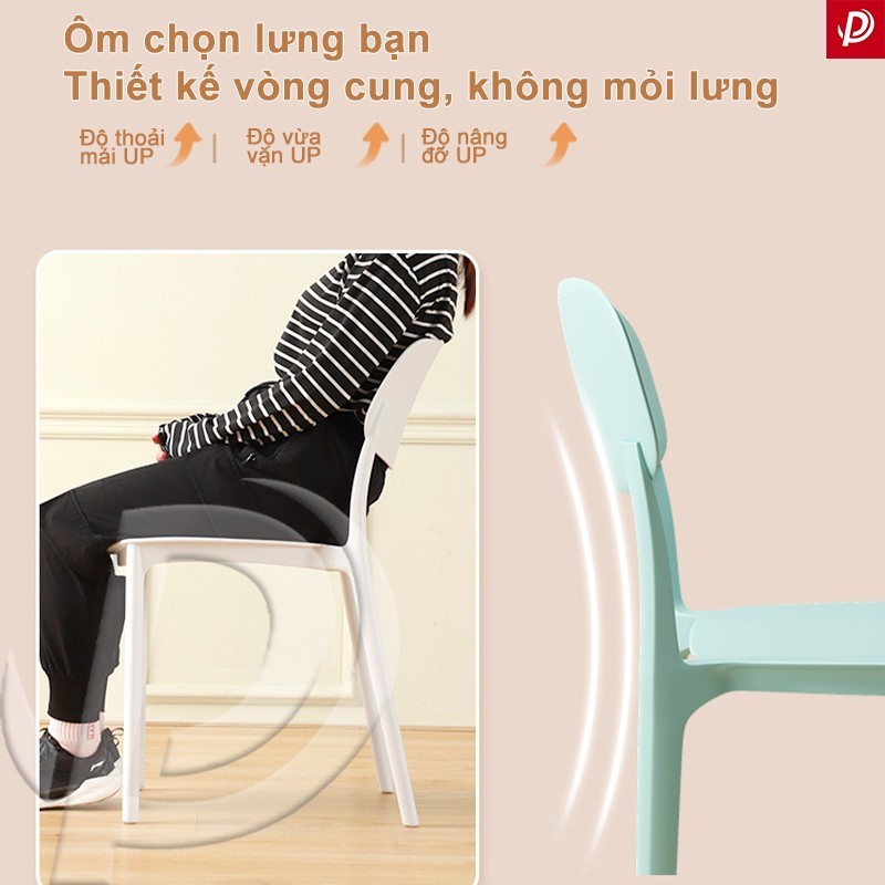 【Giảm 30%】Ghế Nhựa Tựa Lưng Xếp Chồng Gọn Ghế Ăn Nhiều Màu Quán Cafe Nhà Hàng Ngoài Trời | BigBuy360 - bigbuy360.vn
