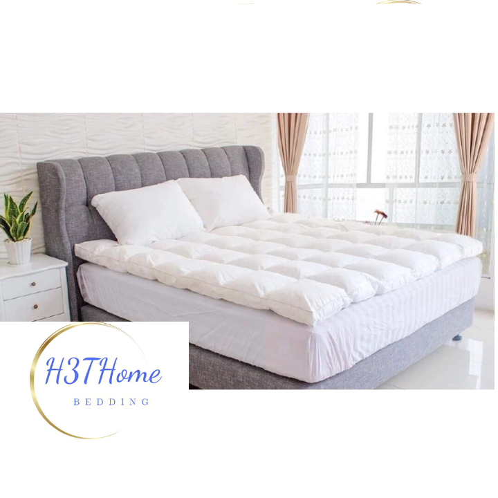 Nệm topper lông vũ, đệm bông xuất khẩu cao cấp êm ái trải sàn phong cách khách sạn H3THome Bedding