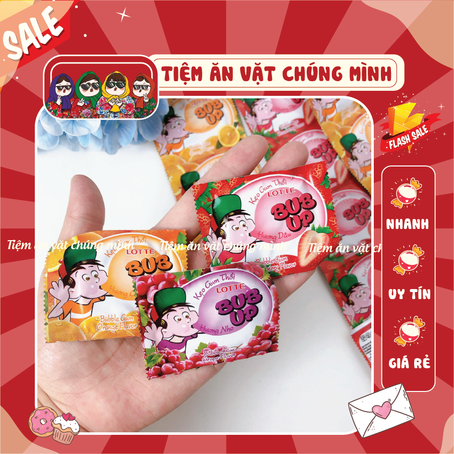 Kẹo Gum Thổi Bubup Trái Cây Lotte (gói 3g), đồ ăn vặt