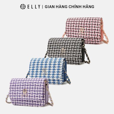 Túi xách nữ thời trang ELLY EL287 đeo chéo đeo vai dạ tweed phối da tổng hợp chính hãng