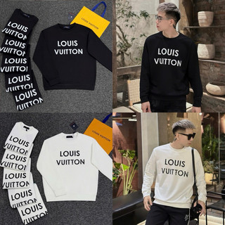  Áo sweater nỉ cua nam nữ dài tay Eo Vì ngực in chữ vỡ trắng đen basic 