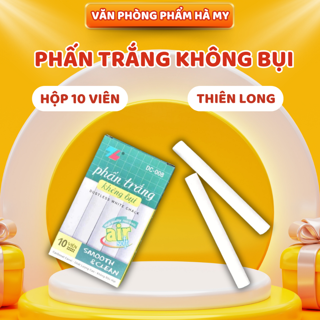 (Chỉ Giao Hỏa Tốc) Combo 10 Hộp Phấn Trắng Không Bụi Thiên Long DC-008