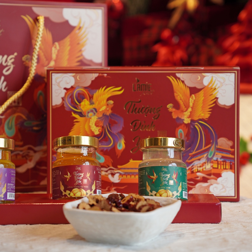 Yến sào Nha Trang LAMIE hũ chưng sẵn - Combo 1 hộp quà gồm 6 hũ ngẫu nhiên - tặng kèm túi xách