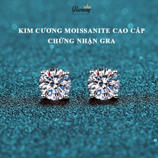 Khuyên tai bạc nữ nụ đá Moissanite nhiều size kèm thẻ đen và giấy kiểm định (1 chiếc) | HARMONY ACCESSORIES KN117