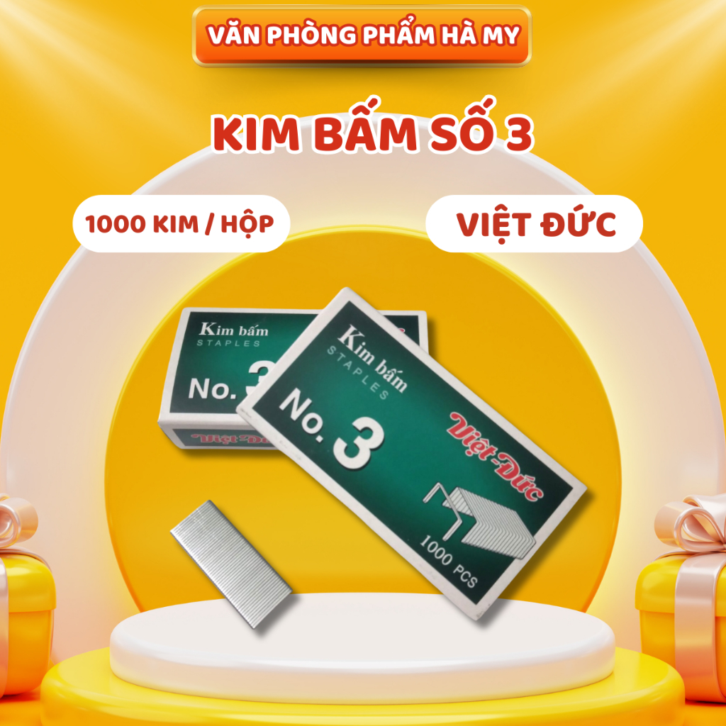 Combo 5 Hộp Kim Bấm Số 3 - 24/6 Việt Đức Chính Hãng Thép cứng cáp và chắc chắn