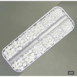 Khay trai nửa YHB mix size mix màu - khay ngọc trai nhân tạo trang trí đính móng cực đẹp.
