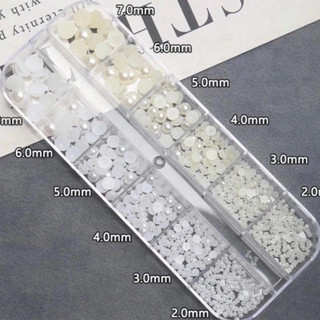 Khay trai nửa YHB mix size mix màu - khay ngọc trai nhân tạo trang trí đính móng cực đẹp.