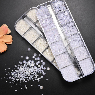 Khay trai nửa YHB mix size mix màu - khay ngọc trai nhân tạo trang trí đính móng cực đẹp.