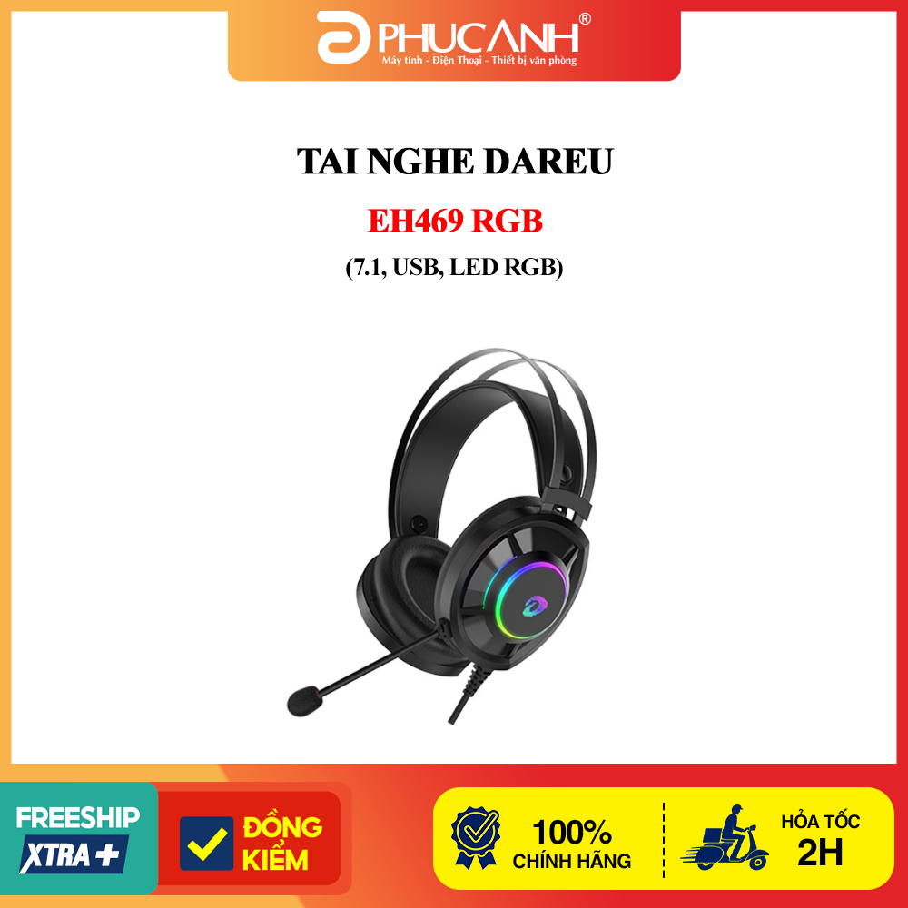 Tai Nghe Dareu EH469 RGB (7.1, USB, LED RGB) Black