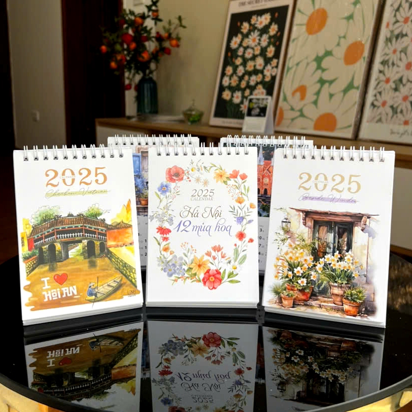 Lịch để bàn 2025 CÓ LỊCH ÂM, KÈM NOTE cute dễ thương