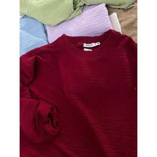 Áo dài tay bo chun chất kẻ mịn 10 màu pastel peonyb - Thun sweater thu đông kiểu bánh bèo hotgirl bigsize - ATH194