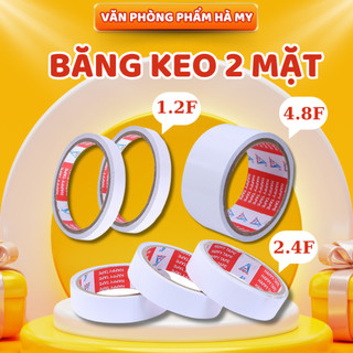 Băng keo 2 mặt trong suốt dán giấy 0.5cm, 1.2cm, 2.4cm và 4.8cm độ dính cao