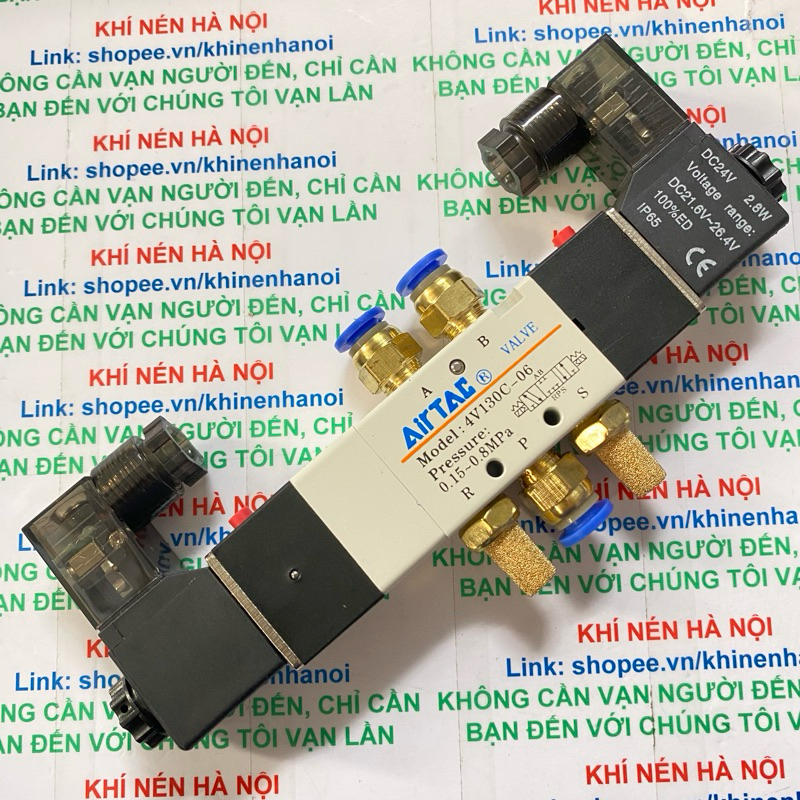 Van điện từ Airtac 4V130C-06 ( van 5/3, 5 cửa 3 vị trí ren 9,6mm ) giá sỉ
