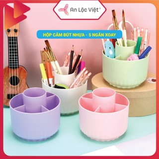  [HÀNG HOT MỚI VỀ] Hộp cắm bút nhựa 5 ngăn xoay 360 độ, nhựa cao cấp, thiết kế đẹp mắt