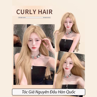 Tóc giả nữ Nguyên Đầu Rose bạch kim dài thẳng tự nhiên ngôi giữa toàn đầu chất liệu tự nhiên