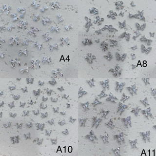 Set phụ kiện charm nail trang trí móng tay siêu sáng, màu bạc ánh kim _ Trung Pham Nail