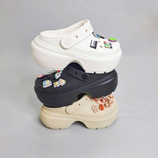 Dép sục stomp đế cao unisex tặng kèm 10jibbitz xịn, sục stomp cao cấp nam nữ