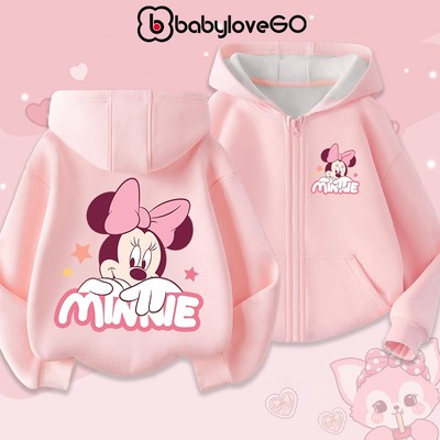 Áo khoác nỉ bé gái BabyloveGO áo khoác hoodie chất nỉ 2 da dày dặn ấm áp in hình Mickey đáng yêu