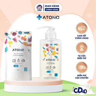Nước rửa bình sữa, chén bát đậm đặc thuần chay ATONO2 Hàn Quốc, nước rửa rau củ quả cho bé