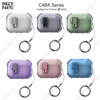 Vỏ ốp Airpods 4 Ravaka Raigor Inverse Cara Series Trong Suốt Khóa Kim Loại Chống Rơi Bảo Vệ Hộp Sạc Tai Nghe Kèm Dây Đeo
