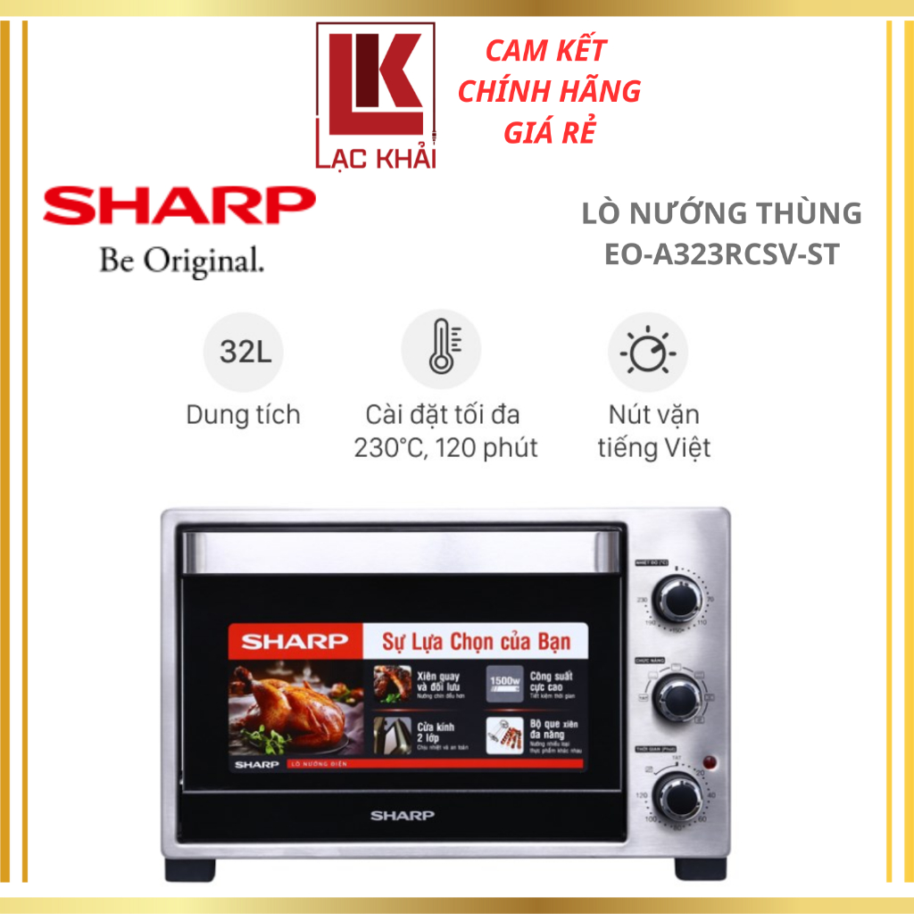 Lò nướng Sharp EO-A323RCSV-ST 32 lít, công suất 1500W nướng đối lưu - Hàng chính hãng