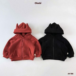 Áo Khoác Mũ Sừng Thời Trang Mềm Mại Thoải Mái Cho Bé Trai Bé Gái Obebi AK186