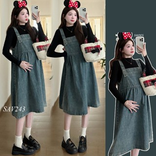  Yếm Jean Bò DÀI SAV243  KO KÈM ÁO   dài 104-108cm  mặc thu đông 