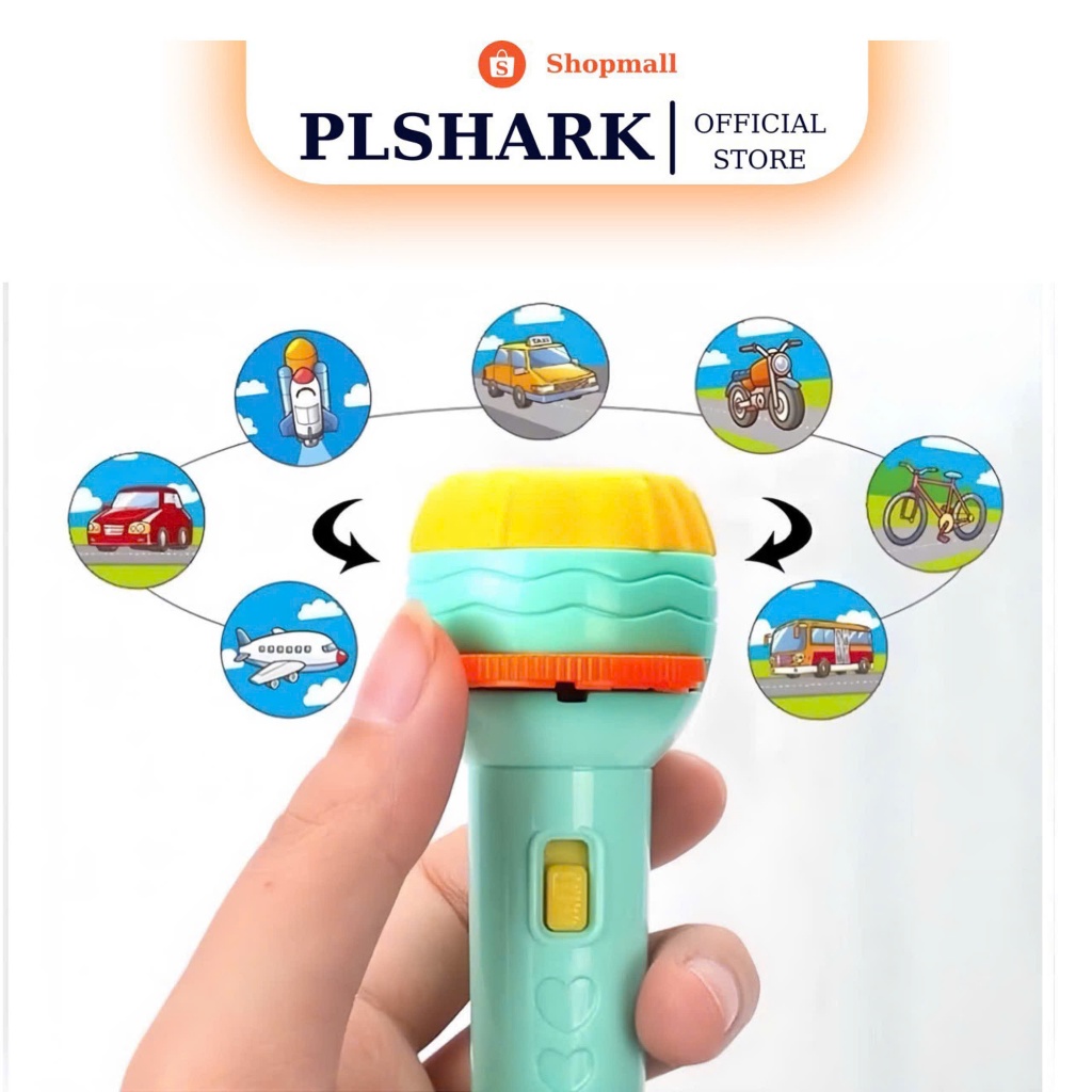 Đèn pin chiếu hình cho bé 80 hình động vật nghộ nghĩnh 3d sắc nét cho bé PLSHARK
