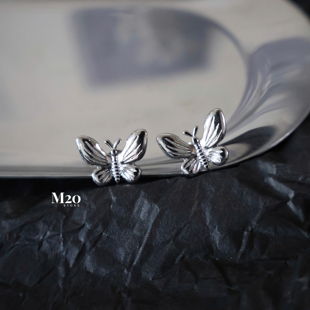 Bông Tai Nữ Butterfly Thép Titan Chống Gỉ,Khuyên Tai M20store Nữ Tính Dễ Phối Siêu Bền Đẹp Đơn Giản