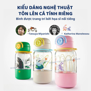 Bình nước cho bé có ống hút, quai đeo đi học Mideer Portable Double Drinking Bottle