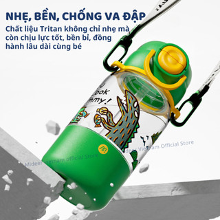 Bình nước cho bé có ống hút, quai đeo đi học Mideer Portable Double Drinking Bottle