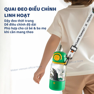 Bình nước cho bé có ống hút, quai đeo đi học Mideer Portable Double Drinking Bottle