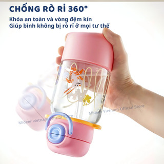 Bình nước cho bé có ống hút, quai đeo đi học Mideer Portable Double Drinking Bottle