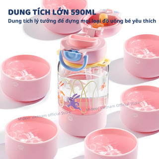 Bình nước cho bé có ống hút, quai đeo đi học Mideer Portable Double Drinking Bottle