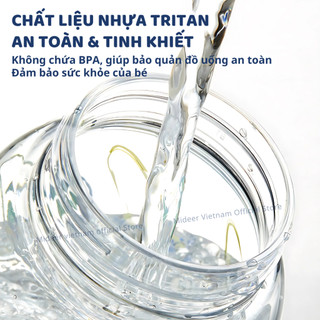 Bình nước cho bé có ống hút, quai đeo đi học Mideer Portable Double Drinking Bottle