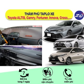  Thảm taplo cho xe Toyota ALTIS Camry Fortuner Innova Cross thảm nhung Da vân cacbon cao cấp 