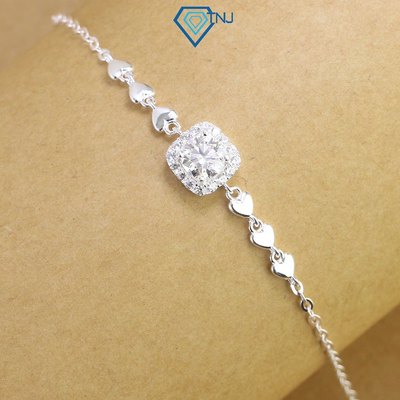 Lắc tay Moissanite bạc nữ 6.0ly mặt vuông đính đá sang trọng kèm thẻ tra cứu LTNM0017 - Trang Sức TNJ