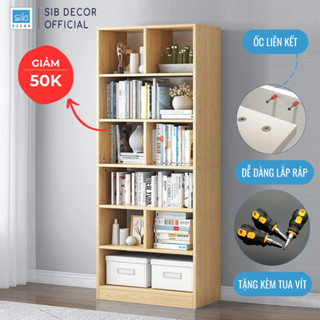 Giá Sách Gỗ Đứng Dài 60cm, Cao 178cm, Rộng 24m Kệ Để Sách Đồ Trang Trí Decor SIB KSG02, Tặng Tua Vít