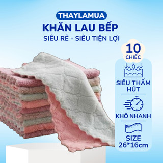 Combo 10 khăn lau bếp, xoong nồi, chén bát, ly cốc siêu thấm hút, size 22x16cm