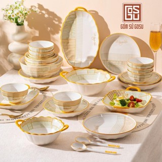  Bán Lẻ Bộ Bát Đĩa Gốm Sứ Cao Cấp Gosu Thổ Cẩm Mingliu 