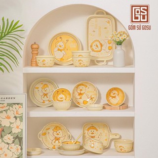 Bán Lẻ Bộ Bát Đĩa Con Gà Dễ Thương Thương Hiệu Gosu Men Sáng Bóng Mịn Mạng