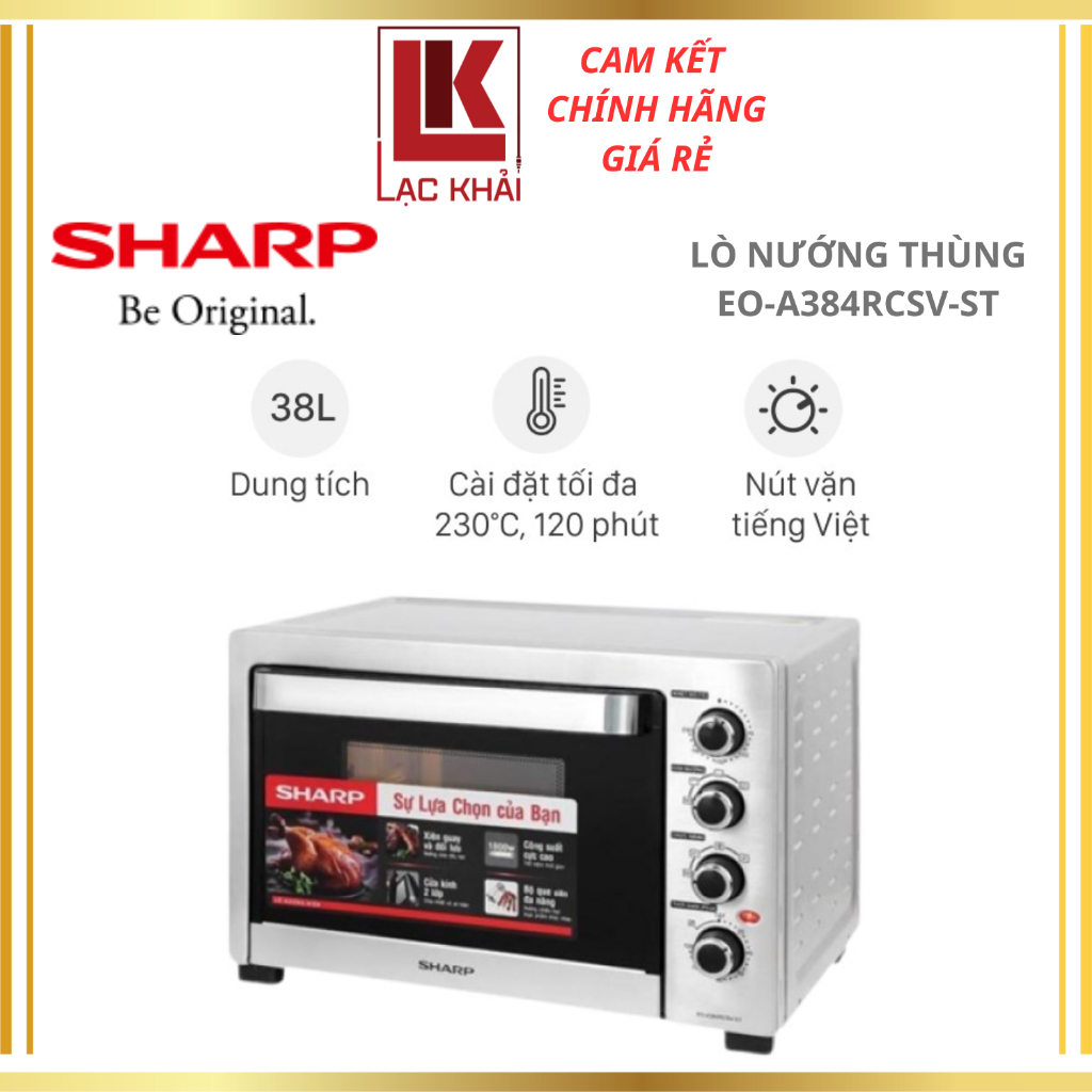 Lò nướng Sharp EO-A384RCSV-ST 38 lít, Công suất 1800W, Quạt đối lưu - Hàng chính hãng