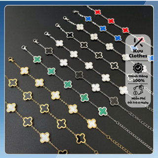  Vòng tay nam nữ mạ bac titan không gỉ thiết kế cỏ 4 lá thời trang Kuu Hàn Quốc - Vòng Tay Mala 