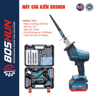 Máy Cưa Kiếm Pin BOSHUN Cắt Đa Năng, Động Cơ Không Chổi Than, Lõi Đồng 100% - Tặng Kèm 4 Lưỡi Cưa
