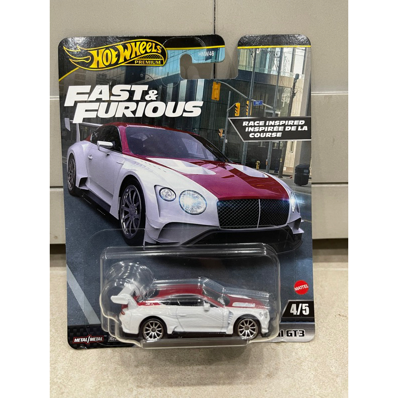 Xe mô hình đồ chơi bánh cao su Hotwheels 1:64 PREMIUM - FAST & FURIOUS - 2018 Bentley Continental GT