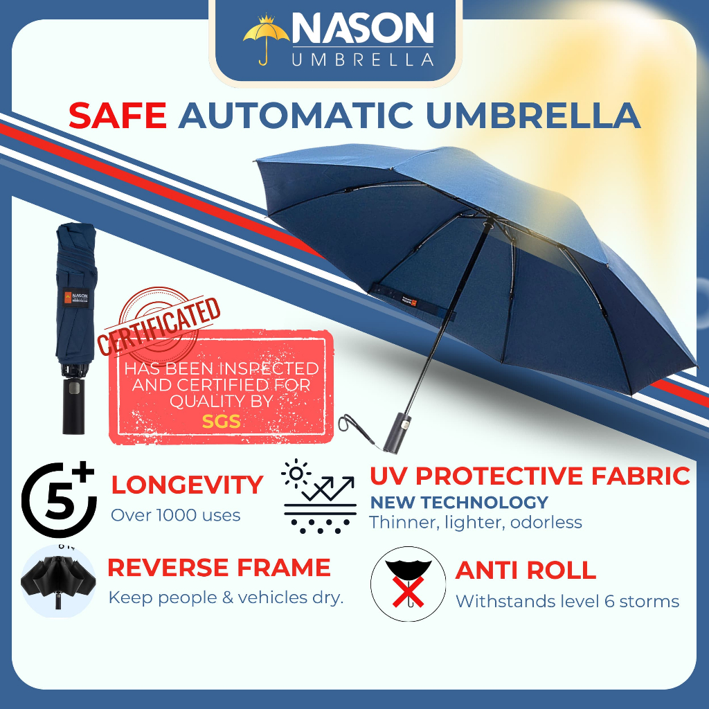 Nason Umbrella automatic opening and closing umbrella, 99% UV protection, 1200 times opening and clo