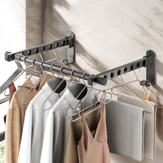 Thanh treo quần áo gấp gọn SHINNY Giá treo quần áo gắn tường thép carbon thanh sào phơi quần áo dán tường không khoan