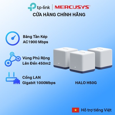 [Hỏa Tốc] Hệ Thống Wifi Mesh Mercusys Halo H50G Dành Cho Gia Đình Chuẩn AC1900