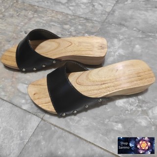 Guốc Gỗ Guốc Mộc Quai Lụa Bảng Lớn Cao 3 -  4 Phân ( đế cao su 2 lớp )