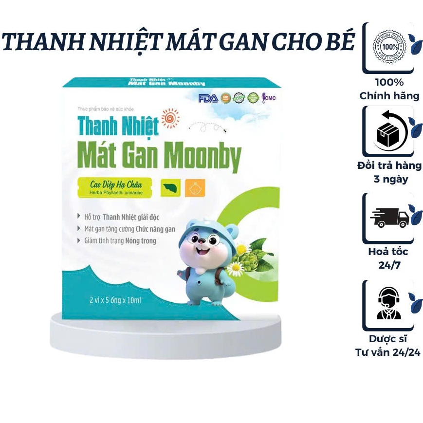 Ống uống thanh nhiệt mát gan Moonby - Hỗ trợ thanh nhiệt, giải độc, mát gan - Hộp 10 ống x 10ml